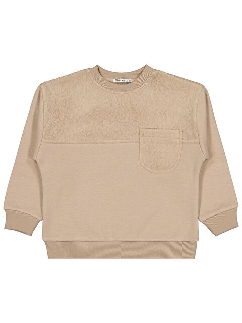 Civil Boys Pelüş Garnili 2-5 Yaş Sweatshirt - Kahverengi 4-5 Yaş - S000493002-17365