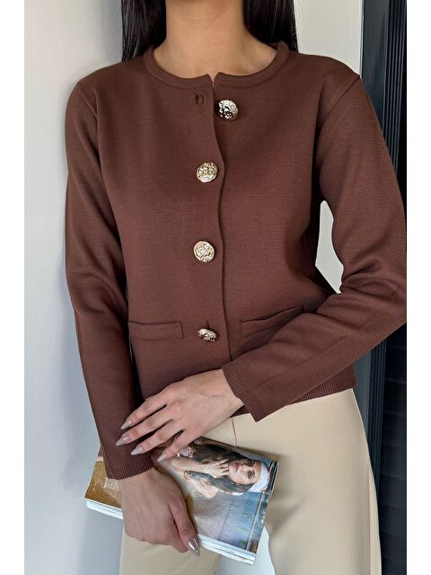 Gülseli Kadın Düğme Detaylı Triko Ceket - S000469797-19413