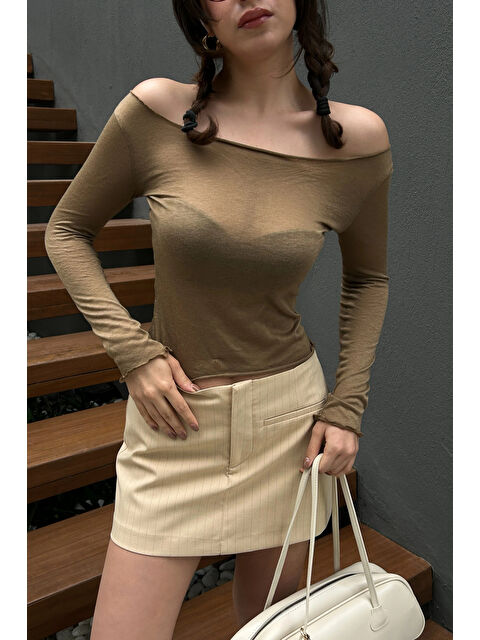 eka Kadın Camel Sonsuz Kumaş Bluz 1017-0160 - S000439166-4557