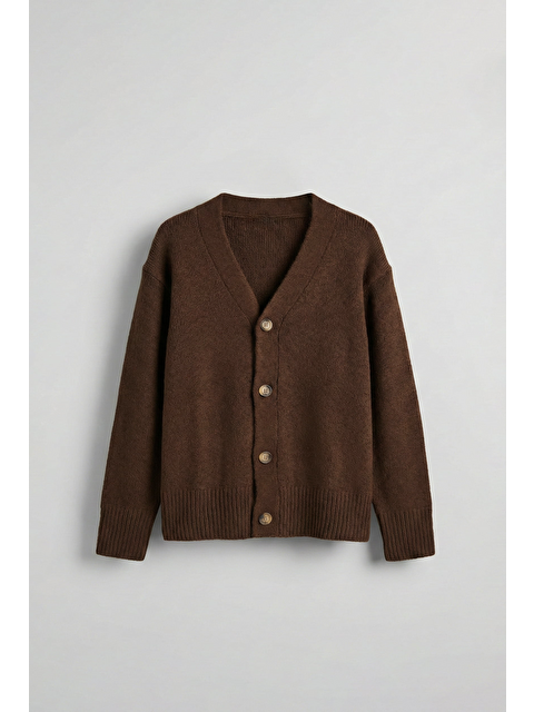 Abluka Online Erkek Oversize Düğmeli Hırka Kahverengi - S000516659-19413