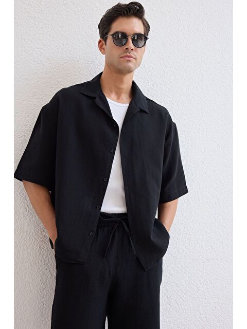 Livio Ferri Xar Erkek Oversize Müslin Şort Gömlek Takım %100 Pamuk Soft Feel