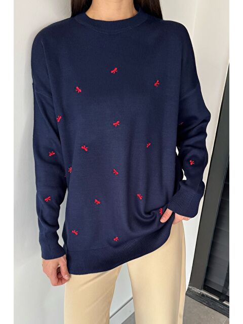 Gülseli Kadın Kurdele Nakışlı Triko Kazak (m-l-xl Uyumludur) - S000469793-21164