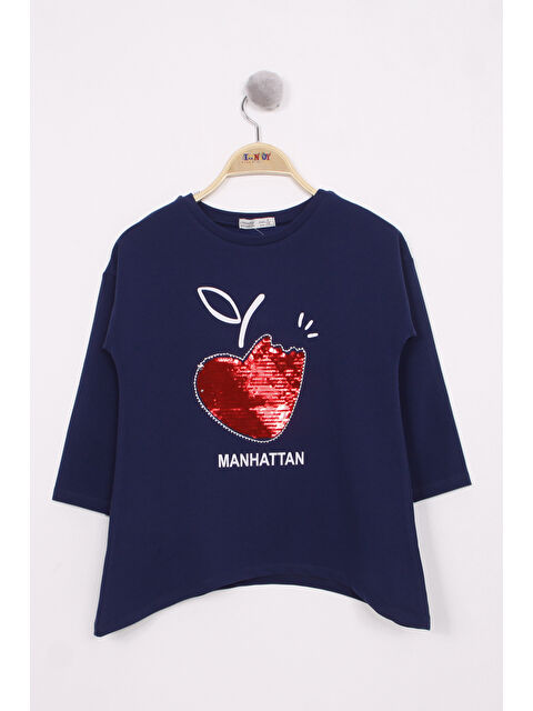 Toontoykids Kız Çocuk Pullu Kalp Nakışlı Tişört