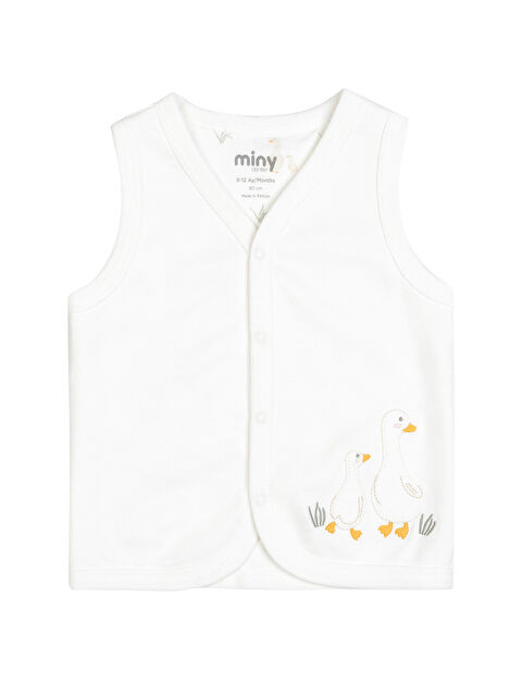 Minycenter Unisex Ördek Desenli Yelek 0-24 Ay Ekru - S000530816-19965