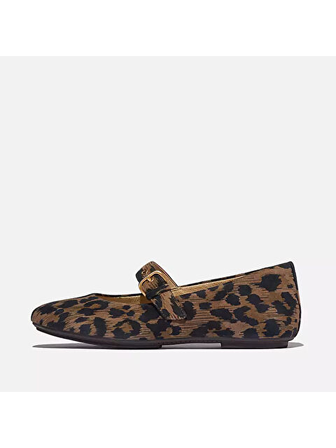 Fitflop Kadın Babet E3L-D20 DELICATO LEOPARD SUEDE MARY JANES Chocolate Mix