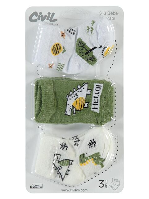 Civil Baby Hello Dino Desen Asetat 0-24 Ay Çorap Setleri - Standart Standart - S000485045-37243