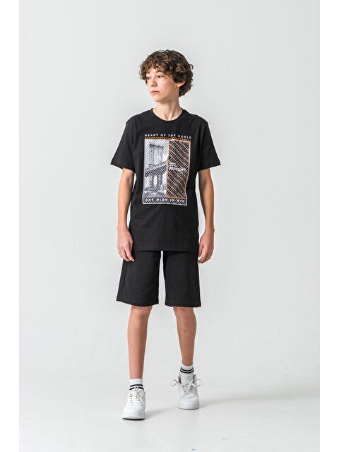 Mışıl Kids Heart Of The World Baskılı Cep Altı New York Amazing City Baskılı Erkek Çocuk Şort - Tişört Takımı - S000513751-19351