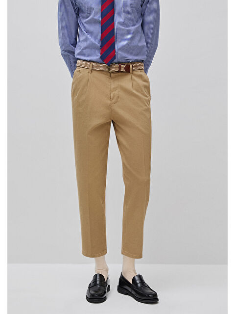United Colors Of Benetton Erkek Bej Streç Pamuklu Arkası Cep Detaylı Gabardin Chino Pantolon