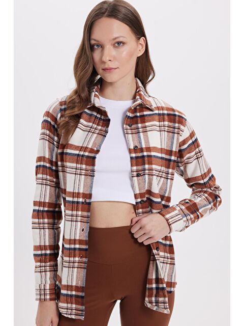 TUDORS Kadın Oversize Geniş Kalıp Oduncu Ekose Gömlek - S000522635-23173