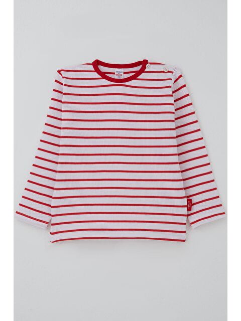 Breeze Erkek Bebek Uzun Kollu Tişört Patlı Çizgili Beyaz (9 Ay-3 Yaş) - S000491441-20063