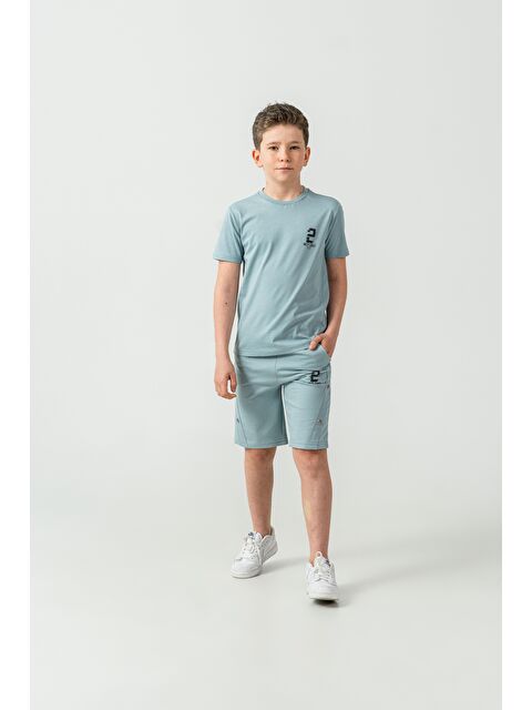 Mışıl Kids Üst Ön Baskılı Alt Çıtçıtlı Sol Bacak Baskılı Erkek Çocuk Şort - Tişört Takımı - S000513752-20019