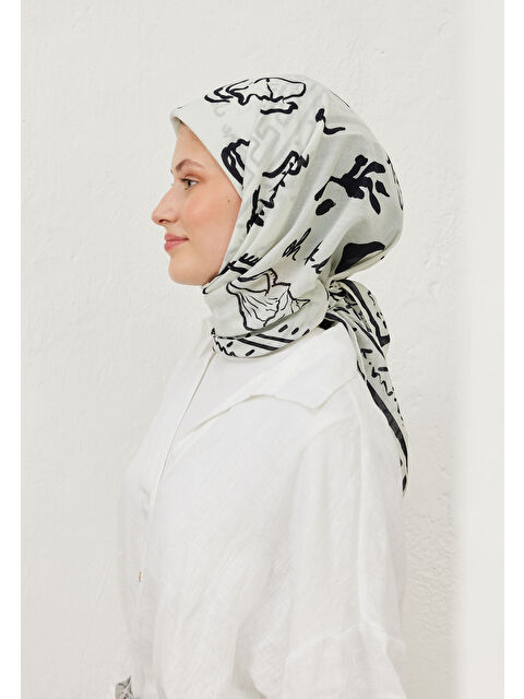 Fresh Scarfs Summer Vibes Desen Pamuk Vual Eşarp Beyaz - S000423154-20063