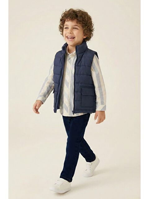 MİNİNİO Erkek Çocuk Yelekli 3'Lü Takım  - Lacivert