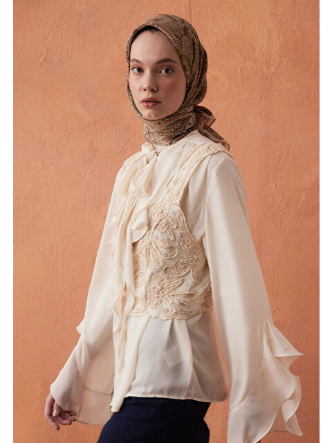 Fresh Scarfs Sıara Desen Pamuk İpek Eşarp Bakır - S000423221-20015