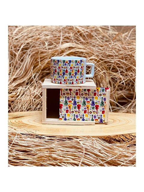 Bam Hediyelik Eşya Gitar Tasarımlı Ahşap Kutulu Kupa - S000290168-23173