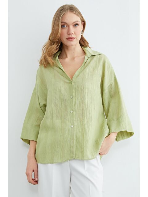 Fullamoda Çizgili Kapri Kol Salaş Gömlek - S000516669-18194