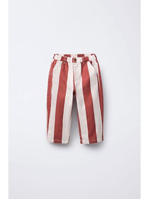 Magu Erkek Çocuk Pamuklu Turuncu Ekru Çizgili Kanvas Pantolon - S000452588-23173