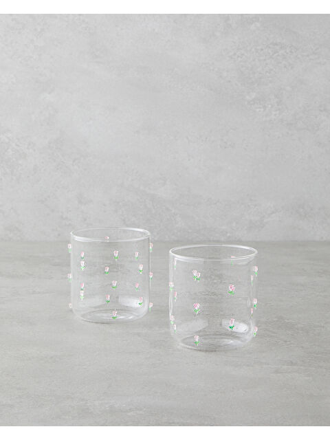 English Home Floral Blossom Borosilikat 2'li Bardak 360 ml Şeffaf - S000500979-26865
