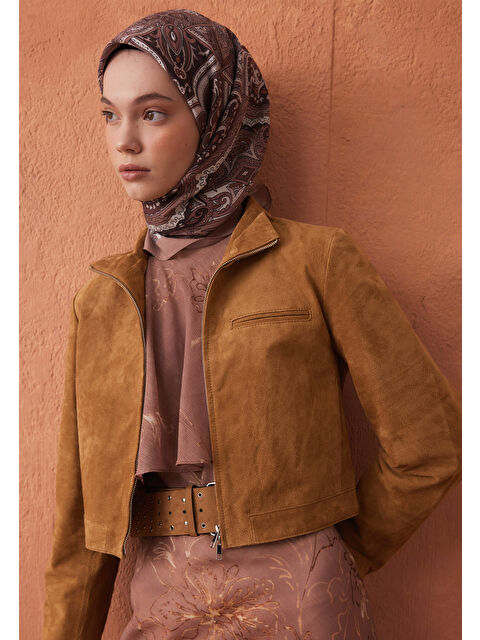 Fresh Scarfs Etnıc Floral Desen Pamuk İpek Eşarp Gülkurusu - S000423216-20028