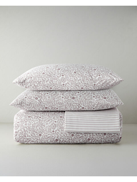 English Home Ivy Blush Kolay Ütülenir Çarşaflı Çift Kişilik Nevresim Takımı 200x220 cm Mor - S000500982-20042