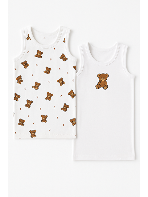 Katia And Bony Çocuk Teddy Desenli 2'Li Paket Atlet Beyaz/Lacivert