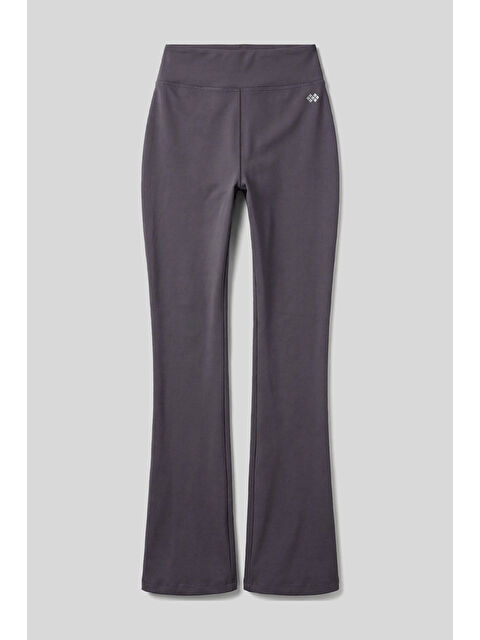 Tommylife Koyu Gri Esnek Yüksek Bel Spor Performans Kadın İspanyol Paça Kadın Tayt - 94686