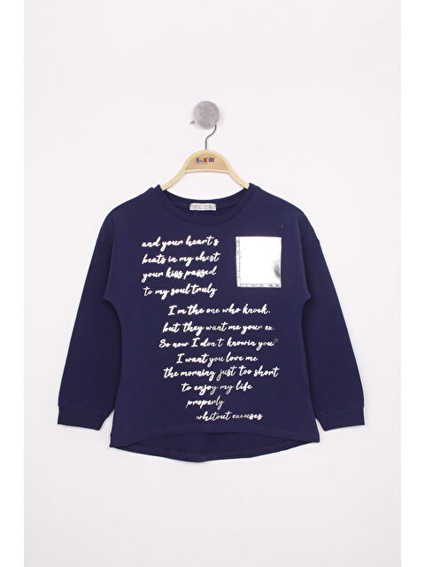 Toontoykids Kız Çocuk Varaklı Cep Baskılı T-Shirt