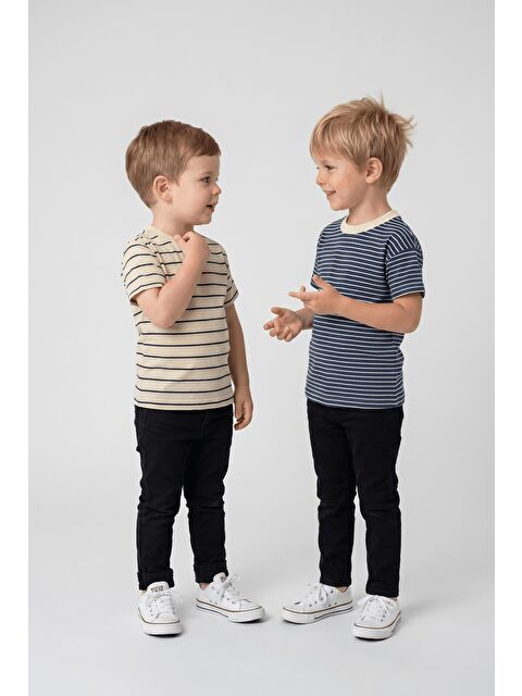 Miababy Elastanlı Kabartma Çizgili 2li Tişört Paket