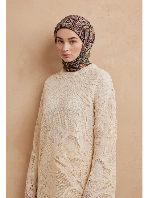 Fresh Scarfs Nordıc Paısley Desen Pamuk İpek Eşarp Tarçın - S000423239-19956