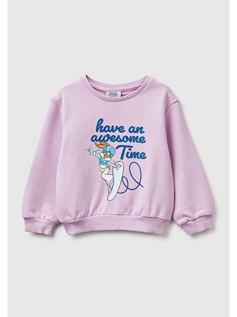 United Colors Of Benetton Kız Çocuk Pembe Looney Tunes Baskılı Bisiklet Yaka Sweatshirt - S000517358-20024