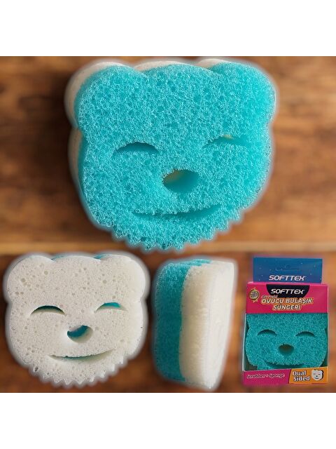 Technow Softtex Scrubber Sponge Bulaşık Süngeri Çift Taraflı Çizmez Uzun Kullanım Ömürlü - S000301056-37368