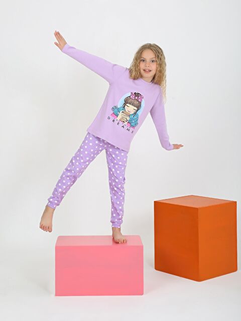 Vitmo Kız Çocuk Uzun Kollu %100 Pamuklu Pijama Takımı Let Your