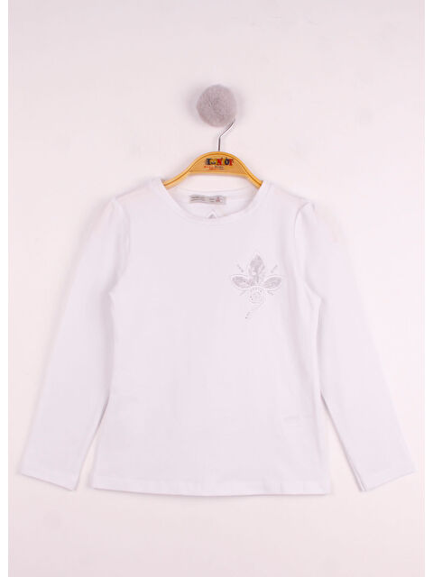 Toontoykids Kız Çocuk Göğsü Çiçek Nakışlı T-Shirt