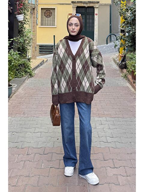 Lamelif Bisiklet Yaka Kısa Hırka Haki - S000517980-18547