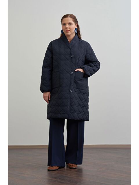 ALLDAY Lacivert-Kapitone Mont - S000505416-21164