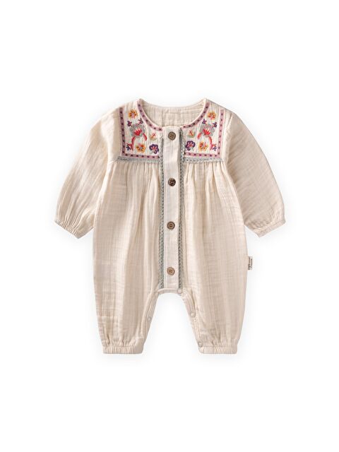 CİGİT Müslin Nakışlı Tulum 0-3 Yaş Naturel - S000532115-19966