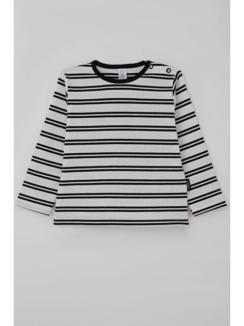 Breeze Erkek Bebek Uzun Kollu Tişört Patlı Çizgili Beyaz (9 Ay-3 Yaş) - S000527080-20063