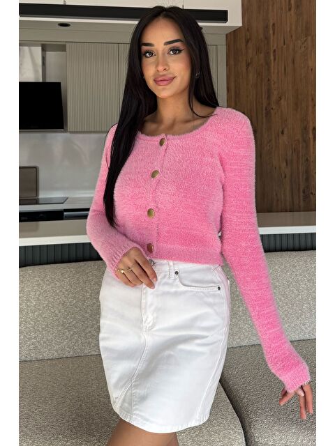 Gülseli Şardonlu Kadın Crop Top Triko Hırka (s,m,l,xl Uyumludur) - S000445297-20024