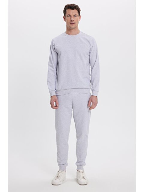 TUDORS Erkek Regular Fit Klasik Kesim Pamuklu 2 İplik Yumuşak Dokulu Bisiklet Yaka Gri Eşofman Takımı - S000518942-20600