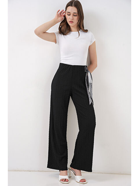 Bigdart Kadın Fularlı Örme Pantolon 30070 - Siyah - S000505418-19351