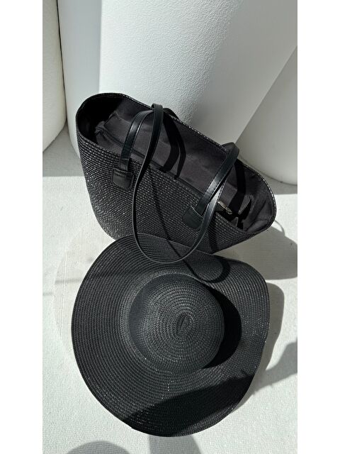 Luminos Butik Siyah Hasır Şapka Ve Hasır Çanta İkili Set Kutulu Gönderim - S000204258-1720
