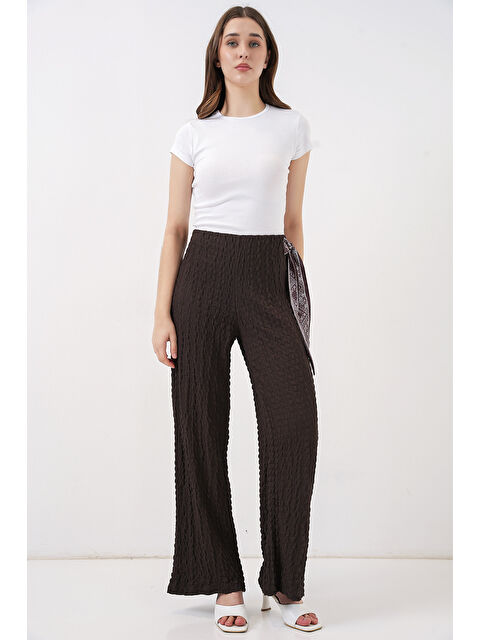 Bigdart Kadın Fularlı Örme Pantolon 30070 - Kahverengi - S000505418-19413