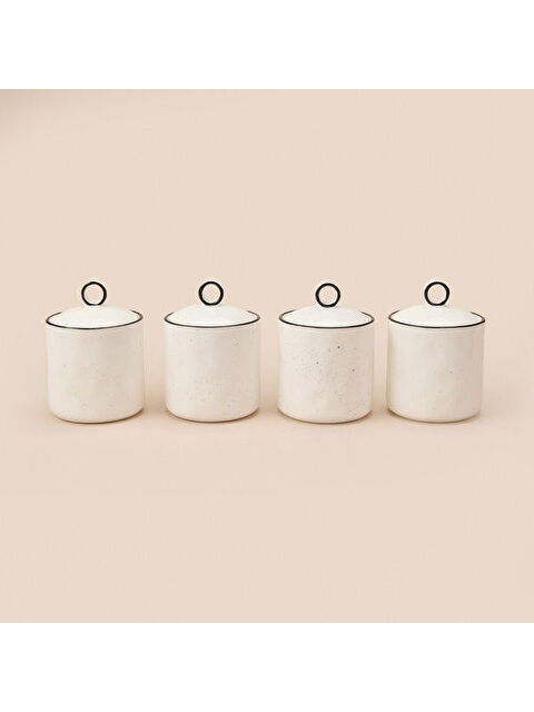 Mien 4'lü Porselen Baharatlık - Beyaz - S000400984-20063
