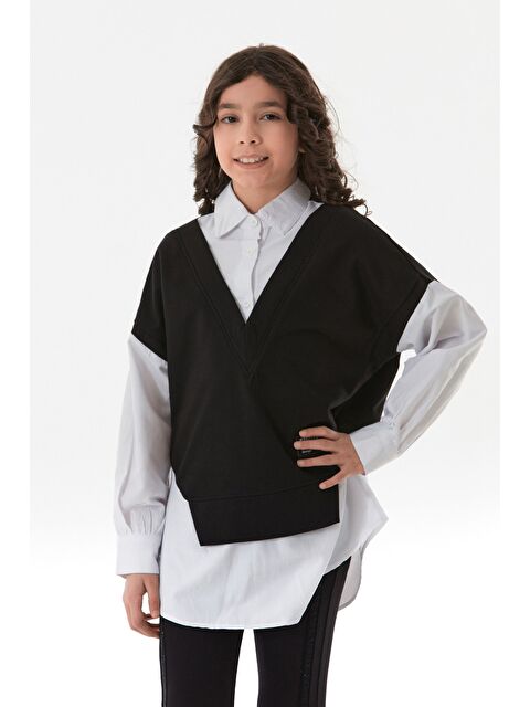 Fullamoda %100 Pamuk Gömlek Detaylı Kız Çocuk Penye Takım - S000393406-19351