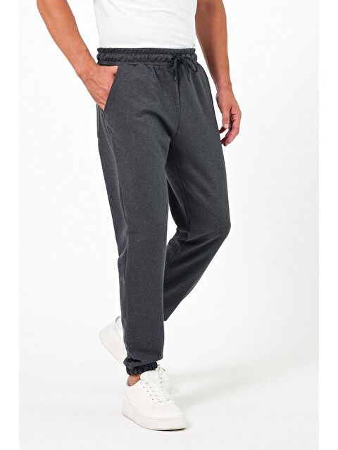Mmetalic Kalın Antrasit  Erkek Jogger Eşofman Altı Jogger Arka Cepli Lastik Paça Regular Fit Şardonsuz - S000268684-29666
