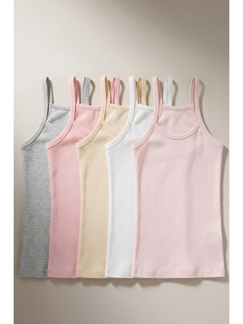 Katia And Bony 5'Li Paket İnce Askılı Kız Çocuk Atlet Çok Renkli