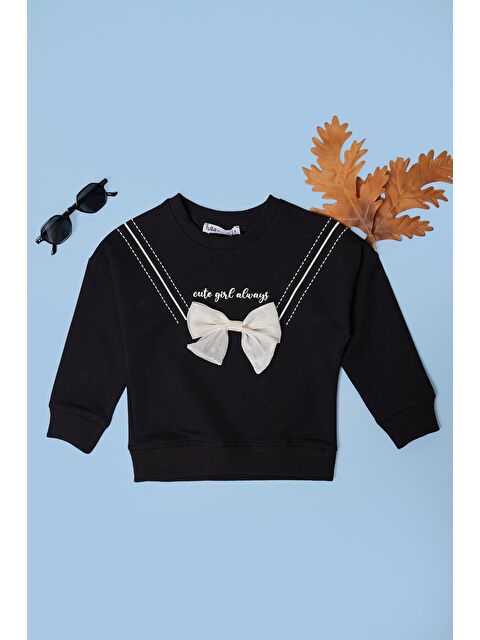 Fullamoda Fiyonklu Bisiklet Yaka Kız Çocuk Sweatshirt - S000506992-19351