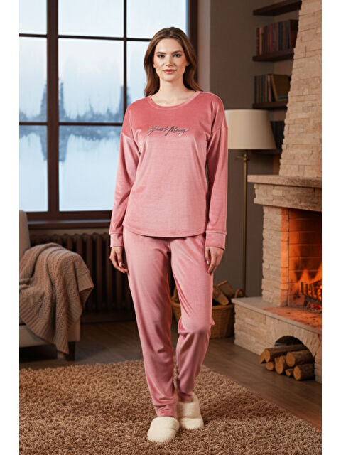 Remsa Kadın Kadife Pijama Takımı 25386 Pudra - S000494454-7152