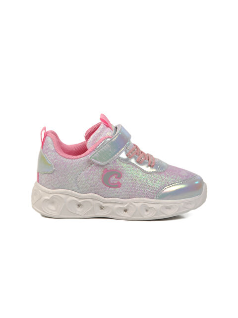 Ayakmod Gümüş Cırtlı Işıklı Kız Çocuk Spor Ayakkabı Yuki P - S000363512-18105