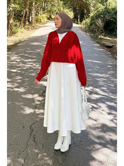 Lamelif Crop V Yaka Hırka Nar Çiçeği - S000517971-20048